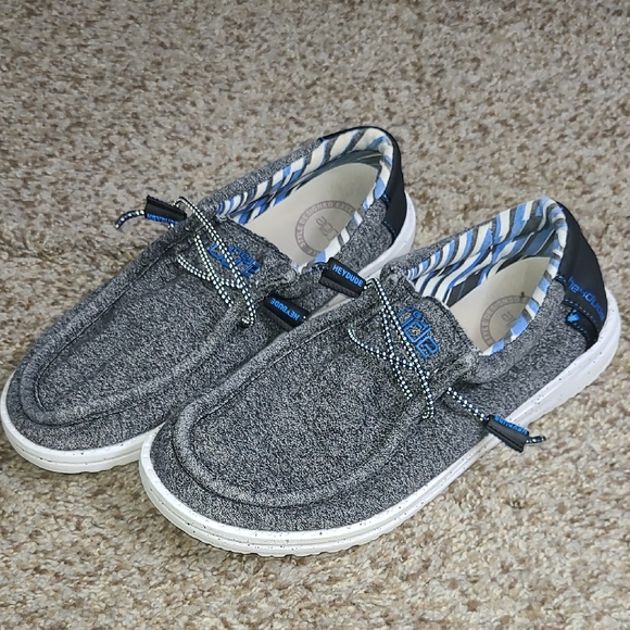 Hey Dude Shoes - Hey Dude Moccasins in Gray and Blue with Casual Slip-On Style